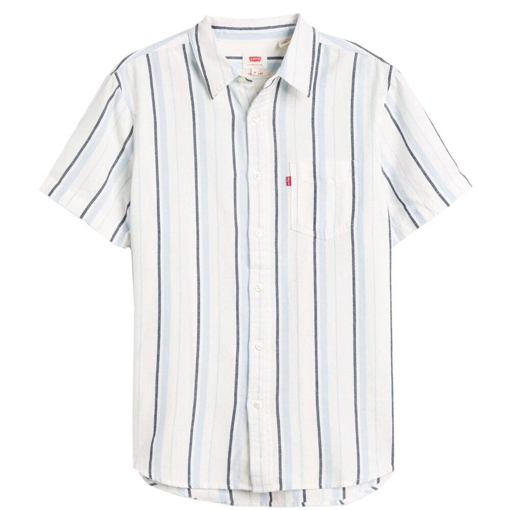New! Levi's Short Sleeve Linen/Cotton Button Front Shirt Alton Cloud Dancer